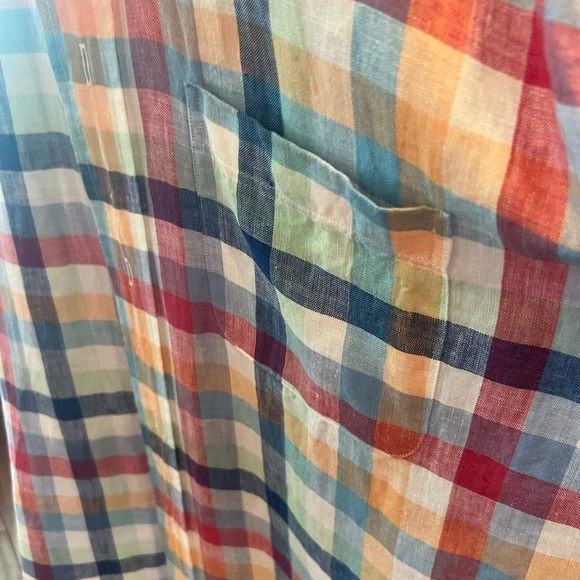 Brooks Brothers 100% Linen Multicolored Check Button Down Men's Shirt Excellent - Picture 3 of 14